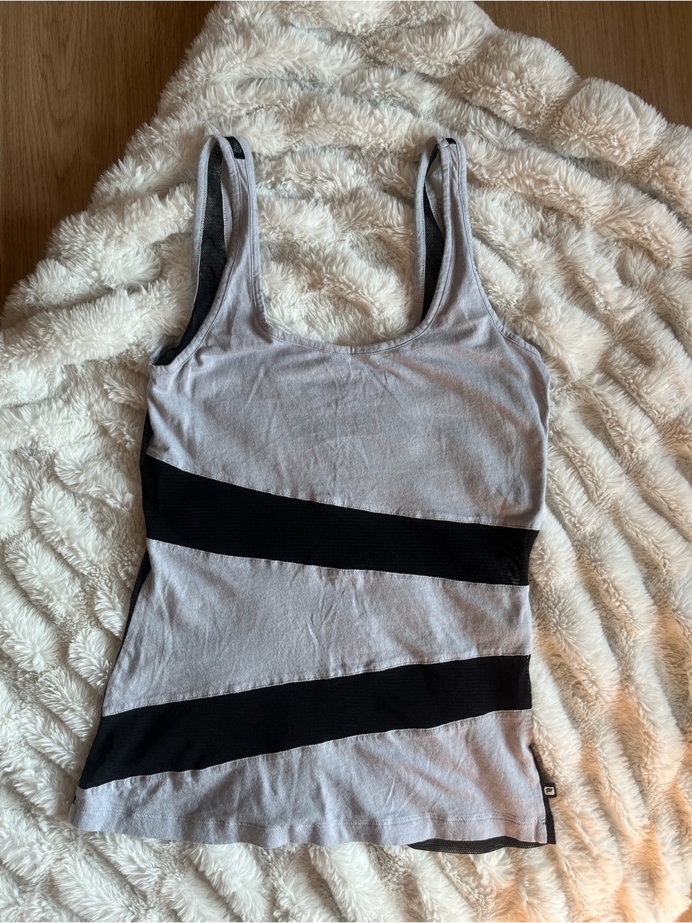 Fabletics Grey and black mesh tank